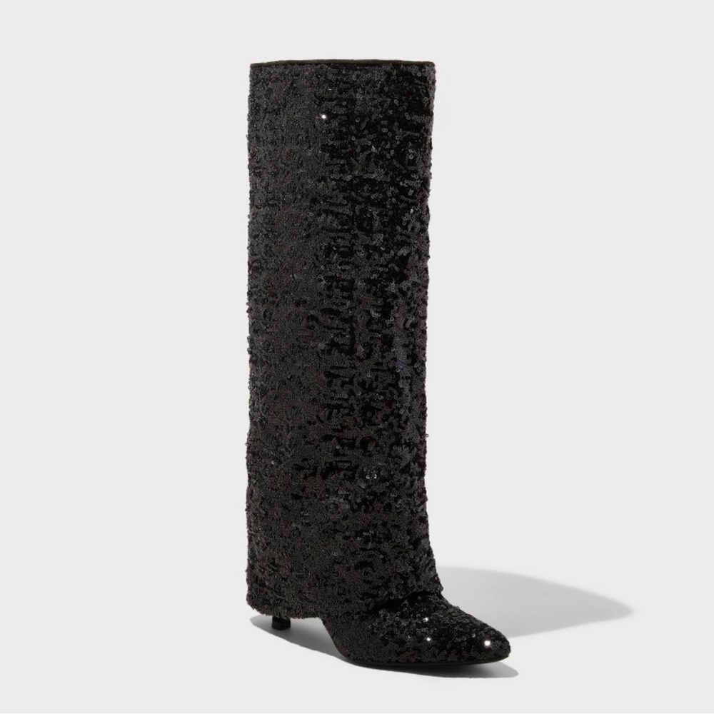 abba sequin fold over boots